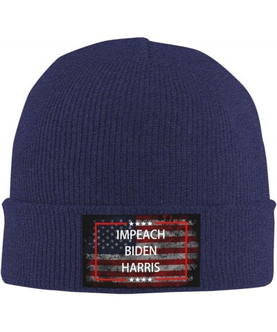 Impeach Biden Harris Anti-Biden Cozy Knitted Hat for Winter - Warm Comfort Black Navy Blue $15.92 Skullies & Beanies