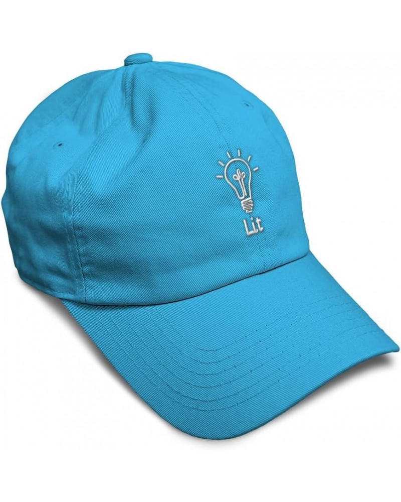 Soft Baseball Cap Lit Light Bulb Cotton Dad Hats for Men & Women Aqua $16.81 Baseball Caps