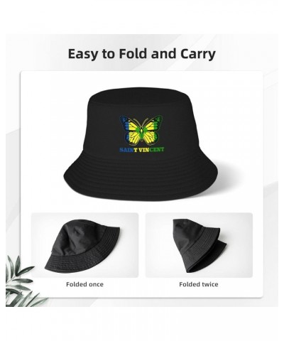 Bucket Hat for Men Women Adult Printed Fishing Hats Sun Hats Novelty Bucket Hats for Man Woman Black Butterfly Saint Vincent ...