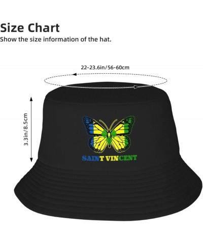 Bucket Hat for Men Women Adult Printed Fishing Hats Sun Hats Novelty Bucket Hats for Man Woman Black Butterfly Saint Vincent ...