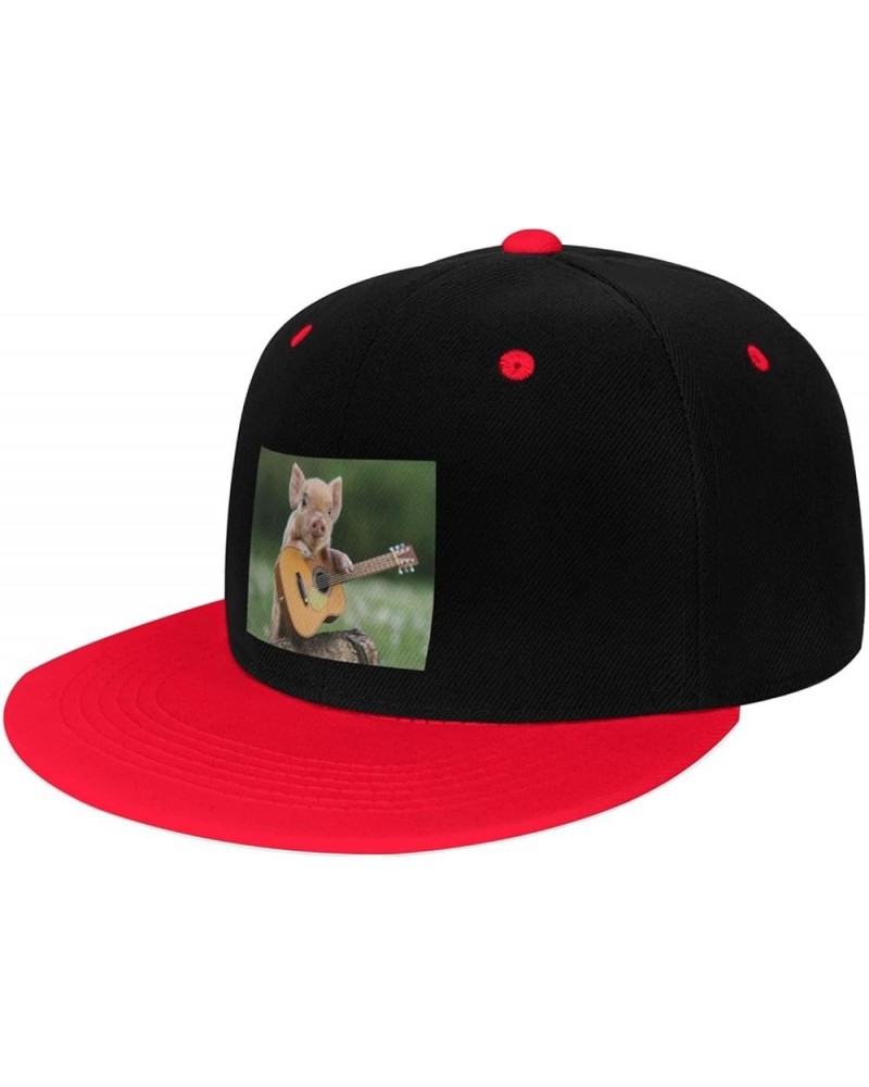 Cute Pig Snapback Hat for Men Women Baseball Cap Trucker Flat Bill Hats Dad Caps Red $10.91 Baseball Caps