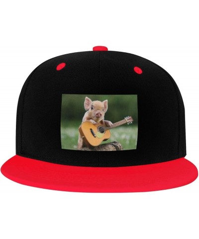 Cute Pig Snapback Hat for Men Women Baseball Cap Trucker Flat Bill Hats Dad Caps Red $10.91 Baseball Caps