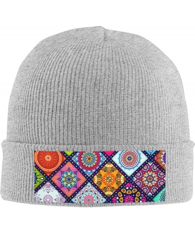 Mandala Multifunction Beanie Hat Knitted Hat Winter Warm Cap Unisex Black Gray $10.08 Skullies & Beanies