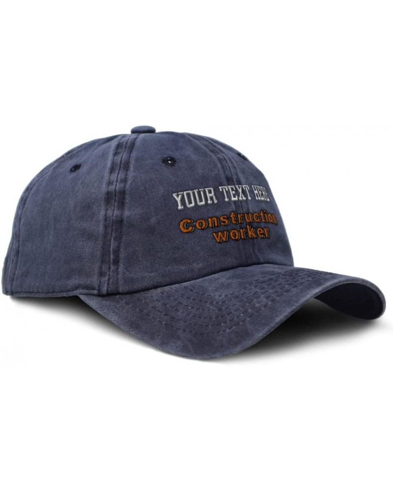 Soft Washed Baseball Cap Construction Worker Cotton Dad Hats for Men & Women Navy Personalized Text Here $12.69 Baseball Caps