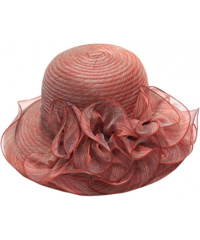 Vintage Fascinator Hats for Women, Women's Church Derby Hat Cloche Bucket Bowler Hat Wide Brim Summer Sun Hat Red-a $9.32 Sun...