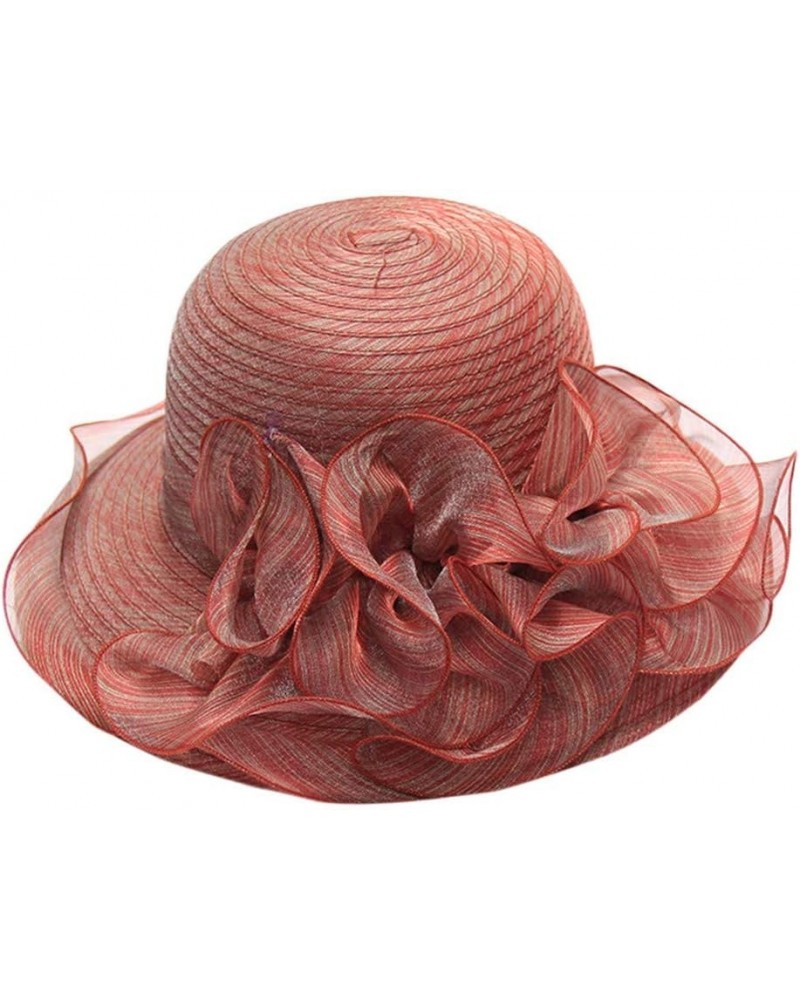 Vintage Fascinator Hats for Women, Women's Church Derby Hat Cloche Bucket Bowler Hat Wide Brim Summer Sun Hat Red-a $9.32 Sun...