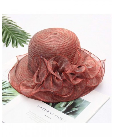 Vintage Fascinator Hats for Women, Women's Church Derby Hat Cloche Bucket Bowler Hat Wide Brim Summer Sun Hat Red-a $9.32 Sun...