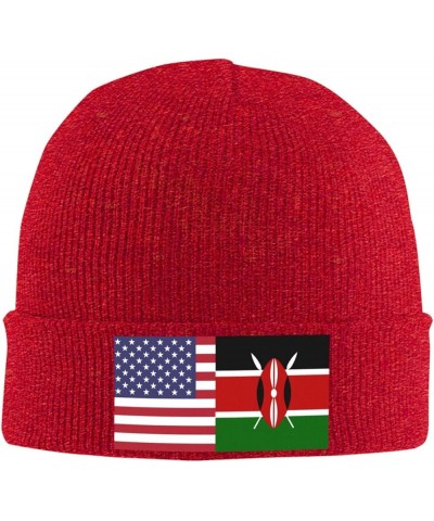 America Kenya Friendship Flag Cozy Knitted Hat for Winter - Warm Comfort Black Red $10.62 Skullies & Beanies