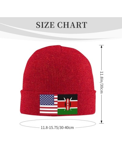 America Kenya Friendship Flag Cozy Knitted Hat for Winter - Warm Comfort Black Red $10.62 Skullies & Beanies