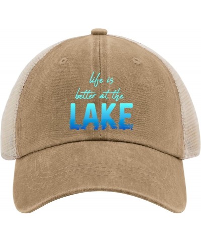 Life is Better at The Lake Trucker Hat Baseball Hat for Women AllBlack Black Hats for Men Gifts for Mom Pigment Khaki02 $11.1...