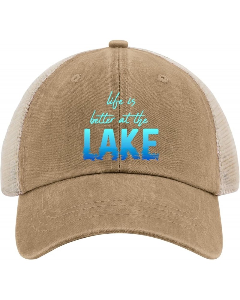 Life is Better at The Lake Trucker Hat Baseball Hat for Women AllBlack Black Hats for Men Gifts for Mom Pigment Khaki02 $11.1...