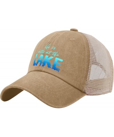 Life is Better at The Lake Trucker Hat Baseball Hat for Women AllBlack Black Hats for Men Gifts for Mom Pigment Khaki02 $11.1...