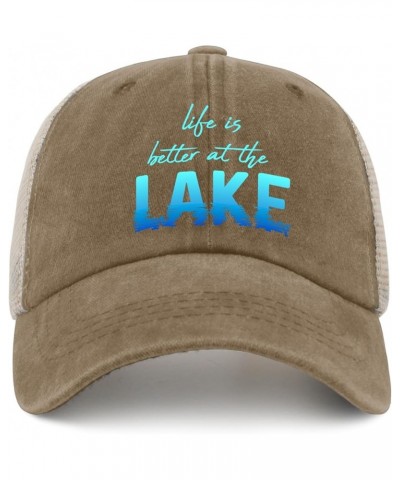 Life is Better at The Lake Trucker Hat Baseball Hat for Women AllBlack Black Hats for Men Gifts for Mom Pigment Khaki02 $11.1...