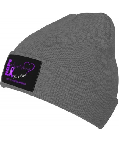 Hope for A Cure Domestic Violence Awareness Knit Hat Beanie Cap Winter Warm Hats for Women Men Skull Cap Deep Heather $10.59 ...