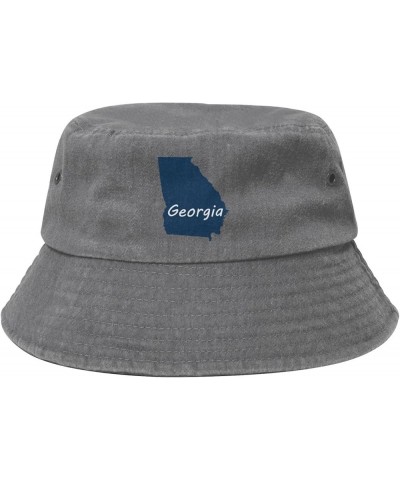 Georgia Terrain Map Bucket Hat for Men Women Outdoor Washed Cotton Sun Hats Travel Beach Hat Gray $13.15 Bucket Hats