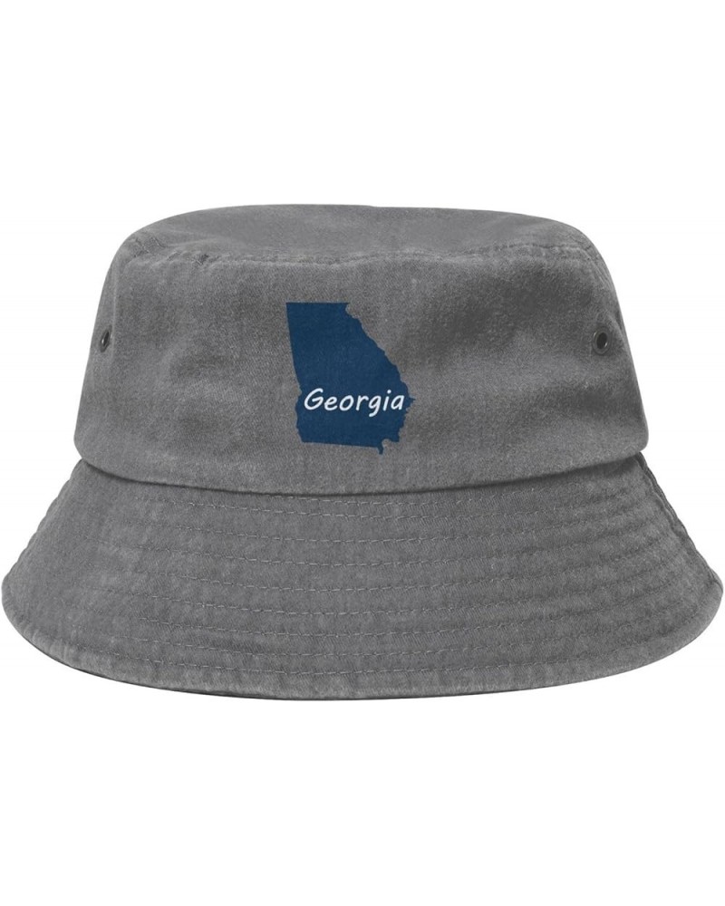 Georgia Terrain Map Bucket Hat for Men Women Outdoor Washed Cotton Sun Hats Travel Beach Hat Gray $13.15 Bucket Hats