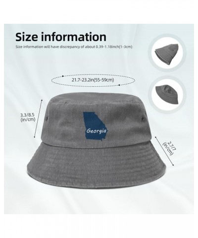 Georgia Terrain Map Bucket Hat for Men Women Outdoor Washed Cotton Sun Hats Travel Beach Hat Gray $13.15 Bucket Hats