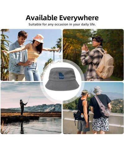 Georgia Terrain Map Bucket Hat for Men Women Outdoor Washed Cotton Sun Hats Travel Beach Hat Gray $13.15 Bucket Hats