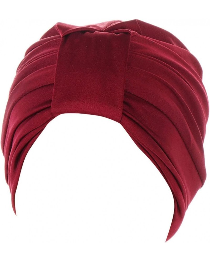 Women Knot Fashion Pleated Turban Cap Headwrap Sleep Hat Muslim Hijib Wine $8.48 Skullies & Beanies