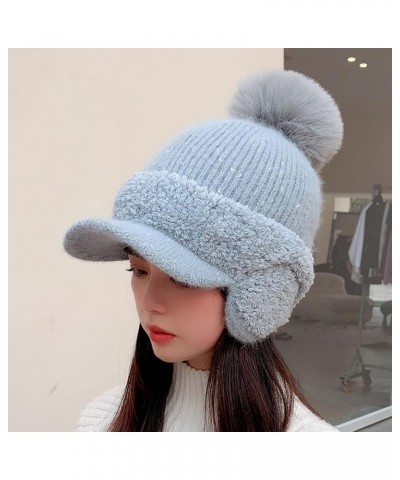 Gloves Scarf And Winter Ear Warm Baseball Wool Ball Cap Thickened And Fleece Duck Scarf Hat Gloves Set Women Grey $10.37 Scarves