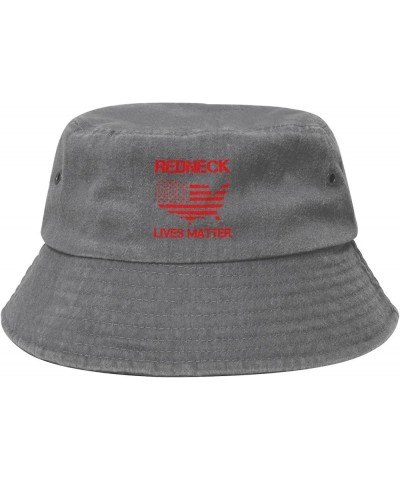 Redneck Lives Matter Washed Denim Bucket Hat Washed Denim Fishing Cap Cotton Vintage Outdoor Sunhat Gray $10.52 Bucket Hats