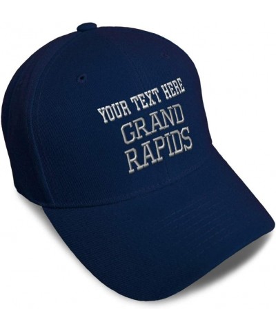 Custom Baseball Cap Grand Rapids Embroidery Acrylic Dad Hats for Men & Women Navy Personalized Text Here $11.75 Baseball Caps