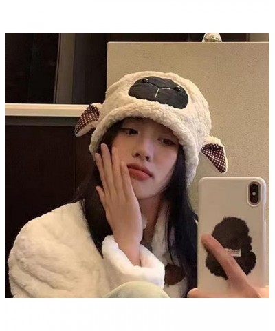 Winter Plush Bucket Hat Kawaii Sheep Lamb Fluffy Warm Hat for Women Fuzzy Cozy Cap Aesthetic Accessories Khaki $7.40 Bucket Hats