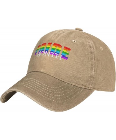 Pride Month Men's Black Adjustable Washed Denim Baseball Hat Vintage Dad Hat Trucker Cap Natural $11.41 Baseball Caps