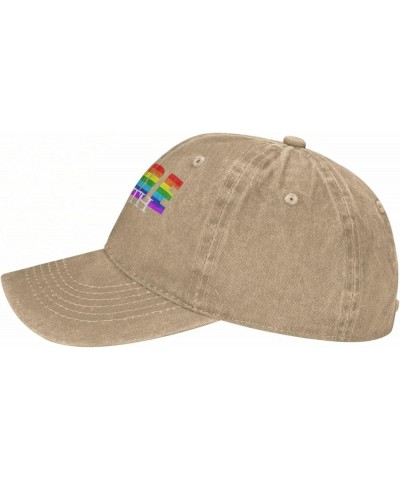 Pride Month Men's Black Adjustable Washed Denim Baseball Hat Vintage Dad Hat Trucker Cap Natural $11.41 Baseball Caps