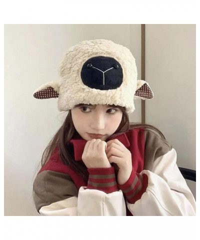 Winter Plush Bucket Hat Kawaii Sheep Lamb Fluffy Warm Hat for Women Fuzzy Cozy Cap Aesthetic Accessories Khaki $7.40 Bucket Hats