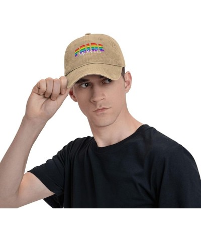 Pride Month Men's Black Adjustable Washed Denim Baseball Hat Vintage Dad Hat Trucker Cap Natural $11.41 Baseball Caps