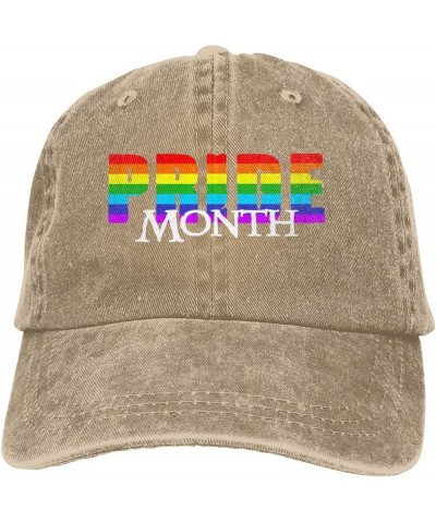 Pride Month Men's Black Adjustable Washed Denim Baseball Hat Vintage Dad Hat Trucker Cap Natural $11.41 Baseball Caps