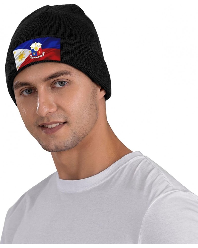 Coat of Arms of The Philippines Fashionable Knitted Hats Cozy Elegance for Men Women9 Black $10.31 Skullies & Beanies