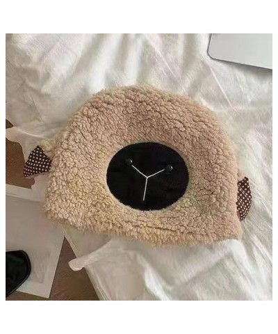 Winter Plush Bucket Hat Kawaii Sheep Lamb Fluffy Warm Hat for Women Fuzzy Cozy Cap Aesthetic Accessories Khaki $7.40 Bucket Hats