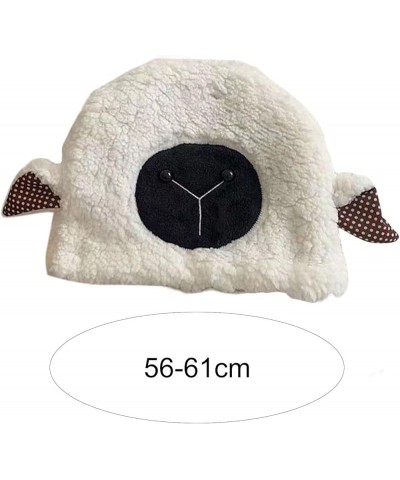 Winter Plush Bucket Hat Kawaii Sheep Lamb Fluffy Warm Hat for Women Fuzzy Cozy Cap Aesthetic Accessories Khaki $7.40 Bucket Hats