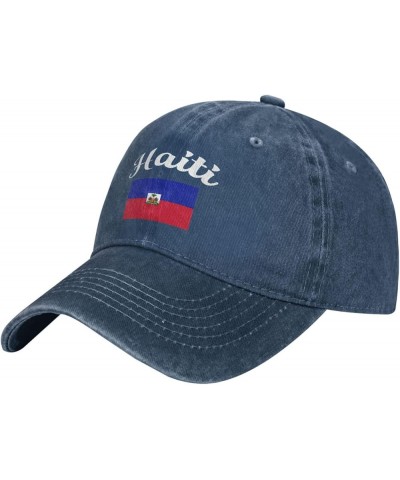 Flag of Haiti Cowboy Baseball Hat Adjustable Washable Cotton Adult Cowboy Baseball Hat Black Navy Blue $16.53 Cowboy Hats