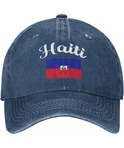 Flag of Haiti Cowboy Baseball Hat Adjustable Washable Cotton Adult Cowboy Baseball Hat Black Navy Blue $16.53 Cowboy Hats