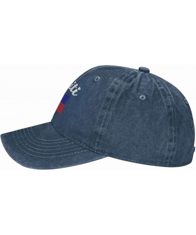 Flag of Haiti Cowboy Baseball Hat Adjustable Washable Cotton Adult Cowboy Baseball Hat Black Navy Blue $16.53 Cowboy Hats