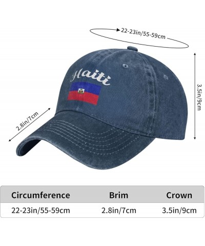 Flag of Haiti Cowboy Baseball Hat Adjustable Washable Cotton Adult Cowboy Baseball Hat Black Navy Blue $16.53 Cowboy Hats