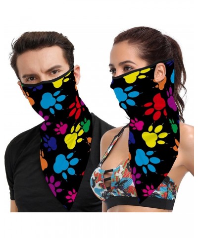 Colorful Paw Pattern Scarf Mask Bandana Reusable Neck Gaiter Cover Ear Loops for Women Men Outdoor, 202401242 $9.20 Balaclavas