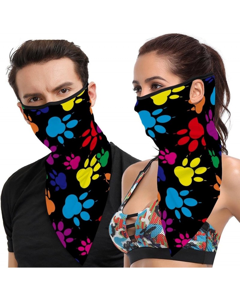 Colorful Paw Pattern Scarf Mask Bandana Reusable Neck Gaiter Cover Ear Loops for Women Men Outdoor, 202401242 $9.20 Balaclavas