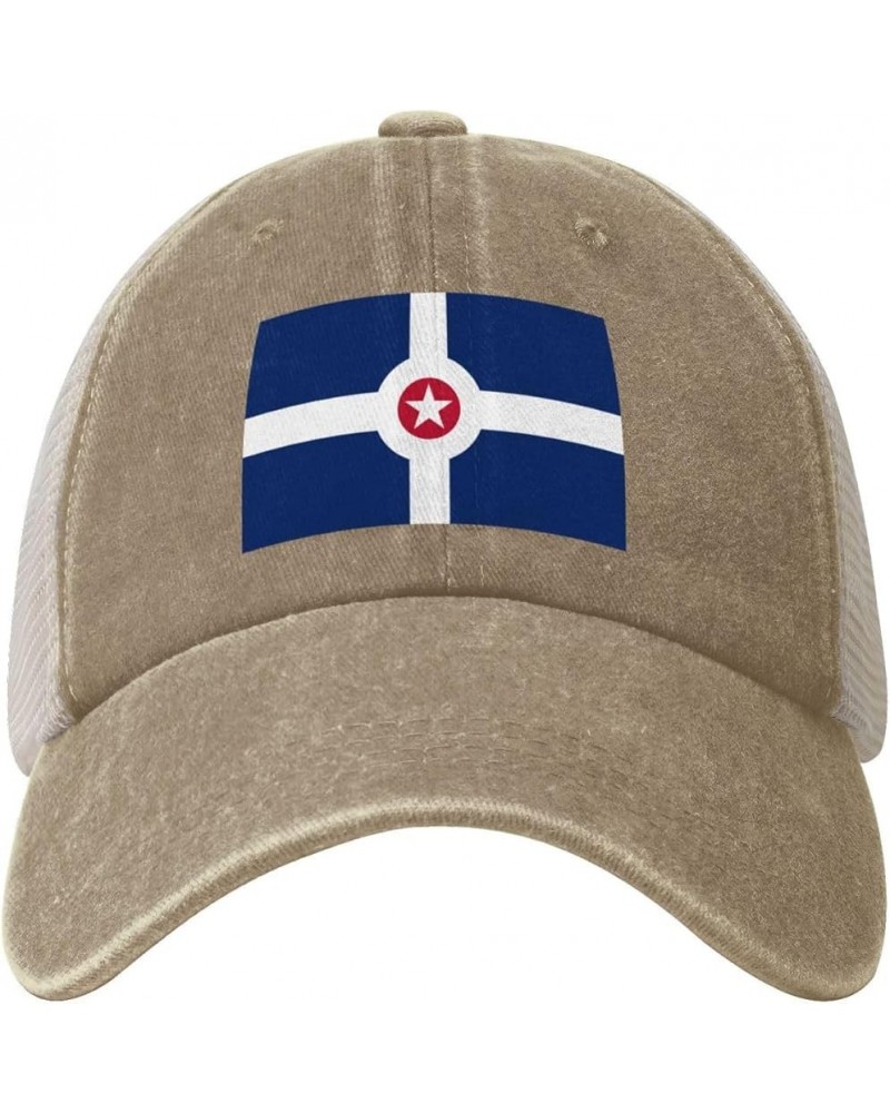 Flag of Indianapolis Baseball Cap for Women Mens Hats Retro Mesh Caps Dad Hat Natural $9.34 Baseball Caps