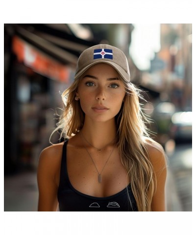 Flag of Indianapolis Baseball Cap for Women Mens Hats Retro Mesh Caps Dad Hat Natural $9.34 Baseball Caps