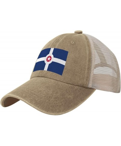 Flag of Indianapolis Baseball Cap for Women Mens Hats Retro Mesh Caps Dad Hat Natural $9.34 Baseball Caps