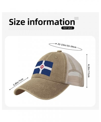 Flag of Indianapolis Baseball Cap for Women Mens Hats Retro Mesh Caps Dad Hat Natural $9.34 Baseball Caps