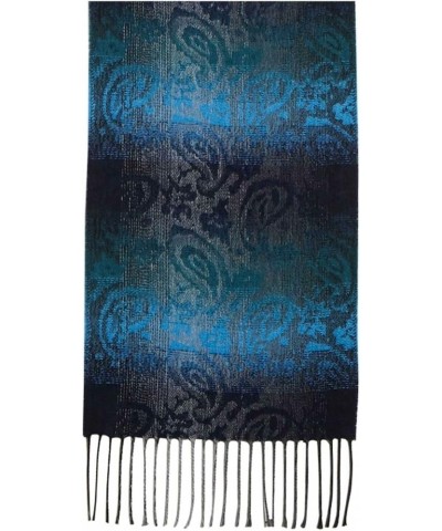 Women's Woven Mid Weight Fringed Muffler Scarf Ombre Blue Paisley $9.01 Scarves