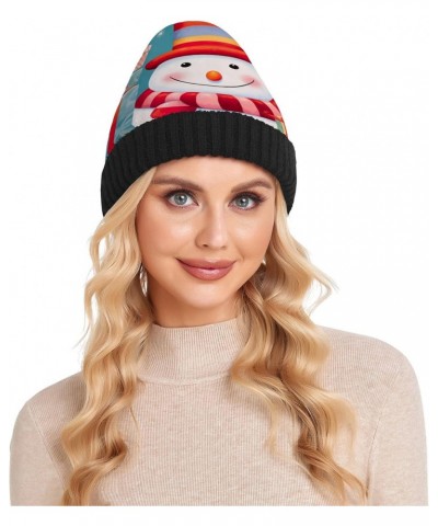 Snowman Beanie Hat for Men Women Beanie Winter Hat Knit Hats Soft Knit Beanie Hat for Teen Multi $11.72 Skullies & Beanies