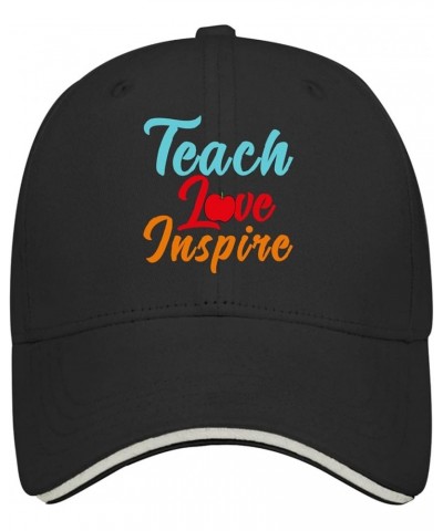 Baseball Hats Teach Love Inspire Trucker Hats for Teen Cool Denim Snapbacks for Gifts Black $12.59 Baseball Caps