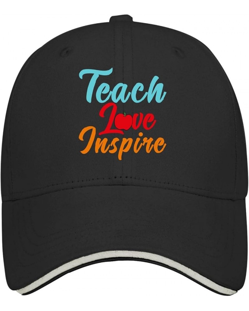 Baseball Hats Teach Love Inspire Trucker Hats for Teen Cool Denim Snapbacks for Gifts Black $12.59 Baseball Caps