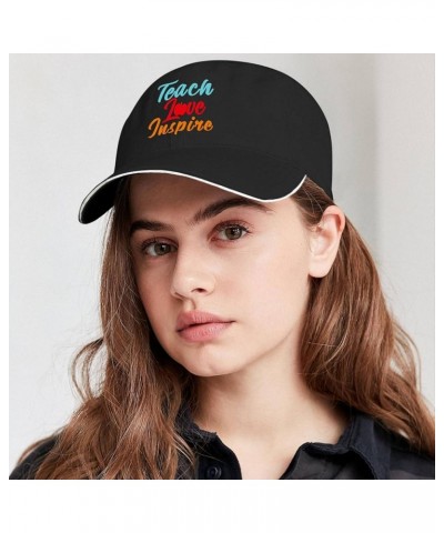 Baseball Hats Teach Love Inspire Trucker Hats for Teen Cool Denim Snapbacks for Gifts Black $12.59 Baseball Caps